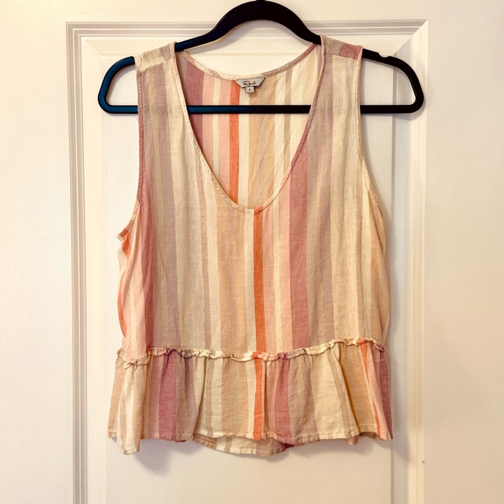 Rails Pink and Cream Peplum Tank Top
